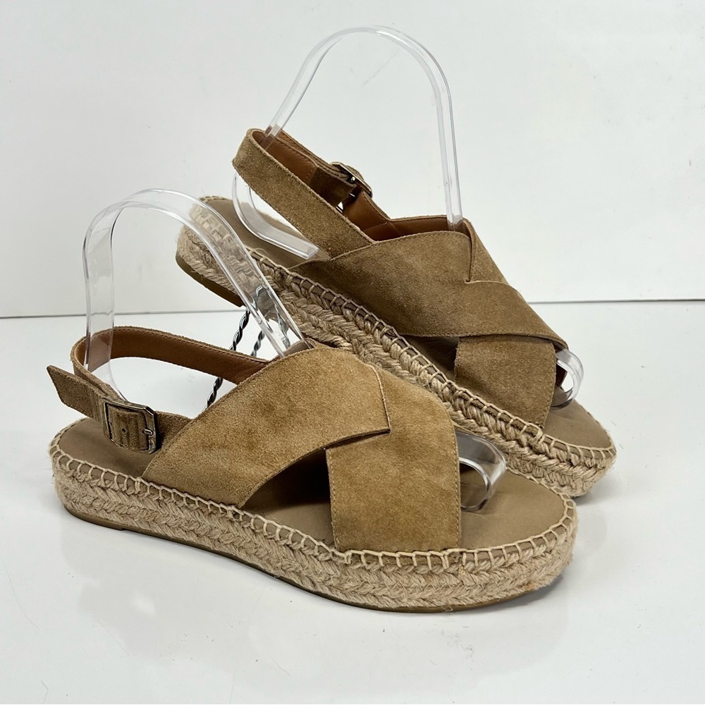 PASEART Taupe suede platform sling back espadrilles size - Picture 3 of 10